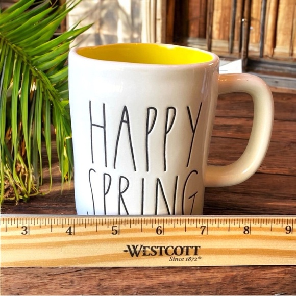 RAE DUNN Artisan Collection by Magenta - HAPPY SPRING White Mug Yellow Interior - Picture 5 of 7